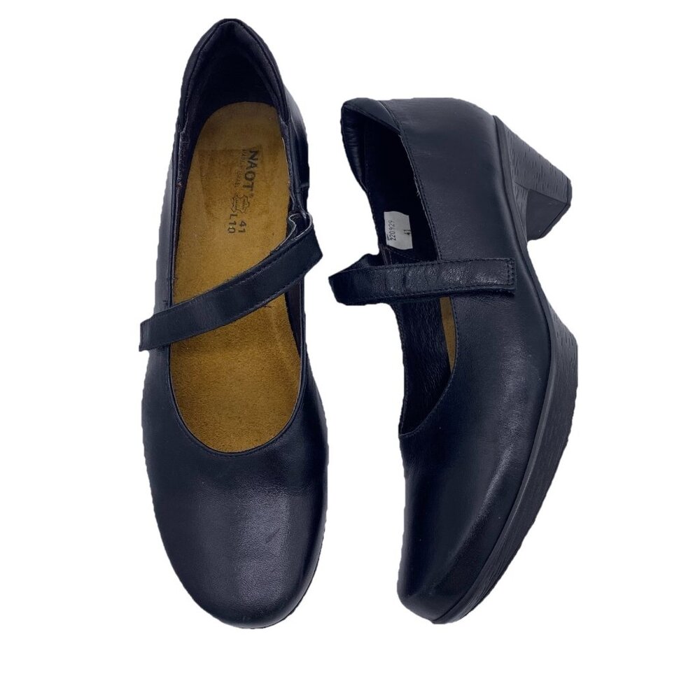 Naot Muse Mary Jane Pumps Size 41 US 10 Black Leather Heel Women's Comfort Shoes